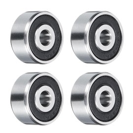 sourcing map 1601-2RS Deep Groove Ball Bearing, 4pcs 5mm x 18mm x 8mm Hign Carbon Chrome Steel Z2 Double Rubber Sealed Bearing (P6)