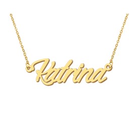 18k Gold Plated Katrina Name Necklace Initial Pendant Charm Stainless Steel Jewelry for Womens Moms