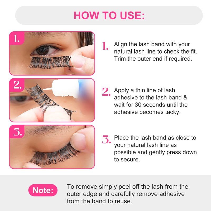 Natural-Looking False Eyelashes, Synthetic Fibres, Long and Large Eyelashes, 10