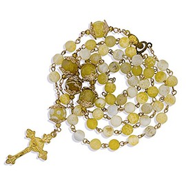 Religious Gifts Ornate Rosary with Artisanal Glass Beads and Gold-Tone Accents