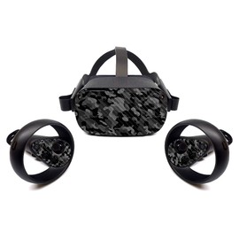 MightySkins Carbon Fiber Skin for Oculus Quest - Black Camo | Protective, Durable Textured Carbon Fiber Finish | Easy to Apply, Remove, and Change Styles | Made in The USA (CF-OCQU-Black Camo)