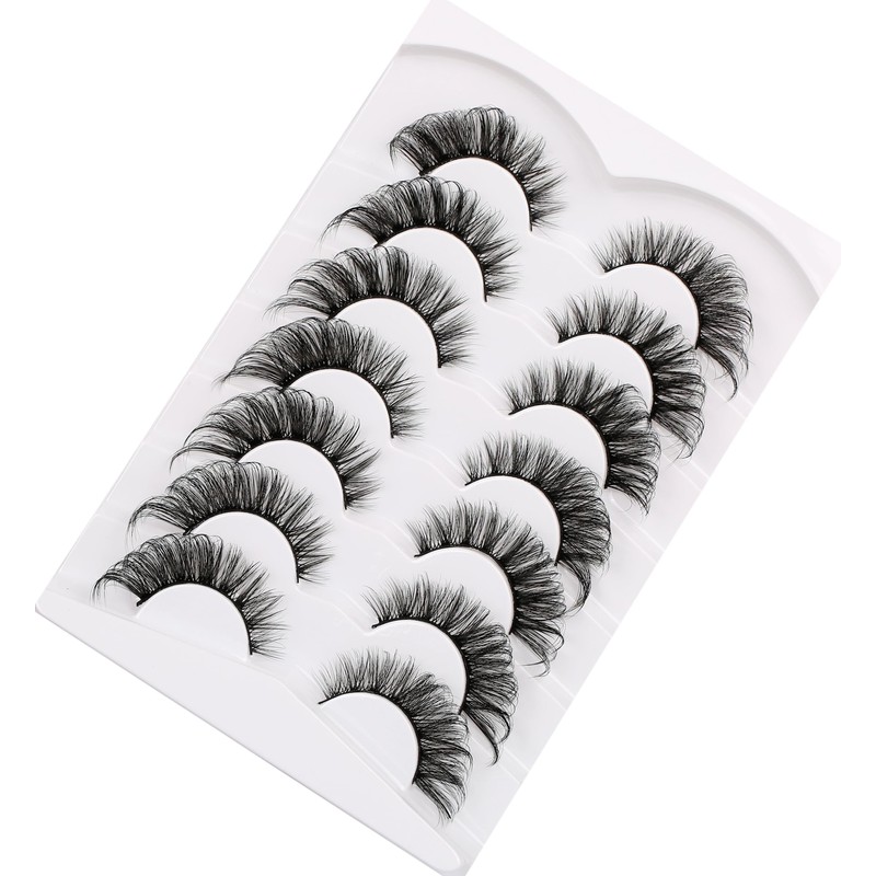 Poolunch False Eyelashes Cat Eye Lashes 8D Volume Wispy Natural