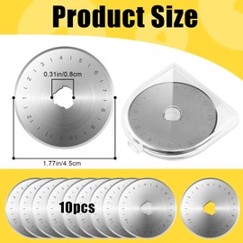 Rotary Replacement Blades, 10 Pcs Fabric Cutter Rotary Blades, 45mm Rotary Cutter Blades for Sewing, Cutting, Quilting, Arts Crafts