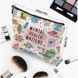 CEASQVAA Mental Health Gifts Makeup Bag, Mental Health Awareness Gift, Positive Thinking Daily Affirmation, Positive Quotes Mental Health Matters Cosmetic Bag for Women