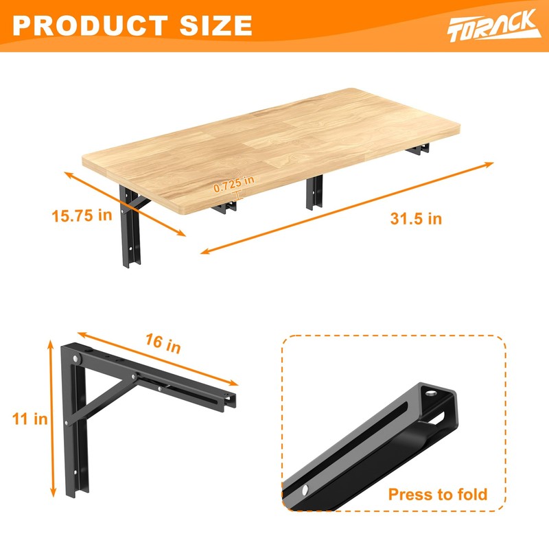 Heavy Duty Wall Mounted Folding Workbench, Collapsible Wall Table