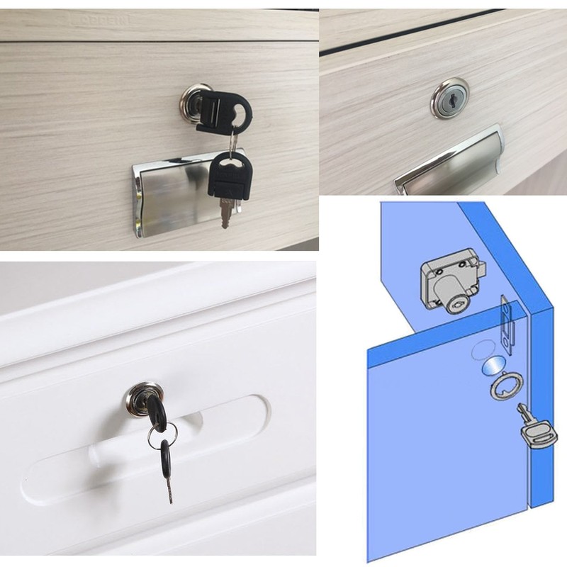 youtu 4 Pack Furniture Lock Cylinder, Zinc Alloy Cam Lock