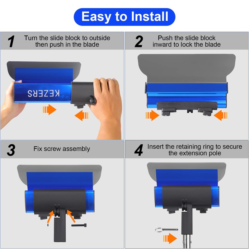 KEZERS Drywall Skimming Blade Handle Combo,35"-81" Stainless Steel Extension Pole