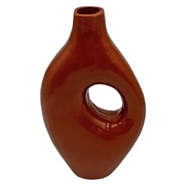 Bergamo Art 9.5" High Decorative Handmade Aluminum Jug Flower Vase in Mud