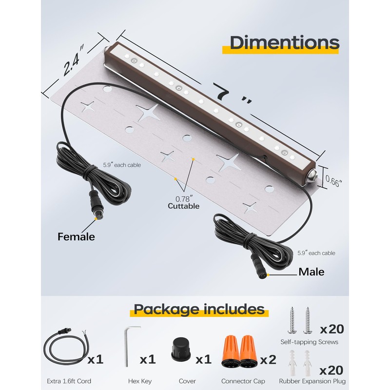 6 Pack 7 Inch Retaining Wall Lights, 2.5W Hardscape Step