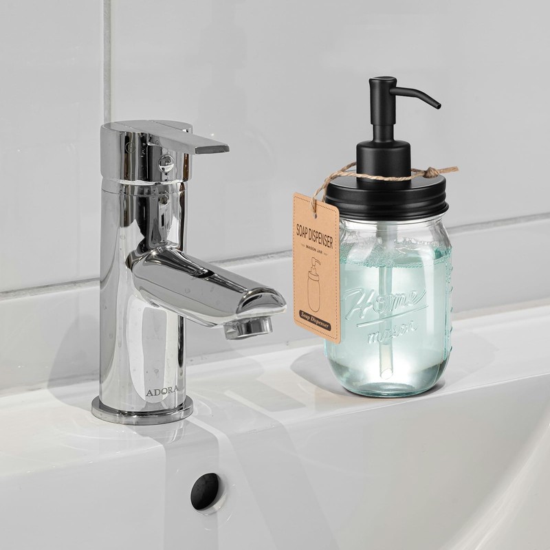 SheeChung 16 Oz Mason Jar Liquid Soap Dispenser, Glass Hand