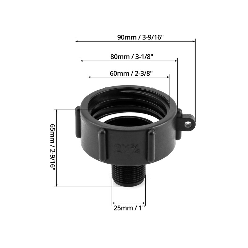 QWORK IBC Tote Tank Drain Adapter, 2" Coarse Thread x