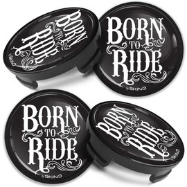Biomar Labs Compatible with Ford 6M211003 Hub Caps Wheel Hub Caps 54 mm Black Logo Born to Ride CFZ 13
