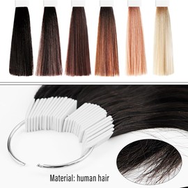 Qerutk 30pcs Blonde Hair Color Swatches 100% Human Hair Rings Samples for Salon Supplies Barber Hair Colour Testing Home Shop Hairdressing Extensions (9 Degree Color)