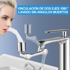 Aireador Extensor De Grifo Giratorio De 1080° Aeradores de Fregaderos de Cocina con 2 Modos Cabezal de Rociador de Grifo de Filtro De Salpicaduras de Gran Angular Universal Cocina Baño (plata)