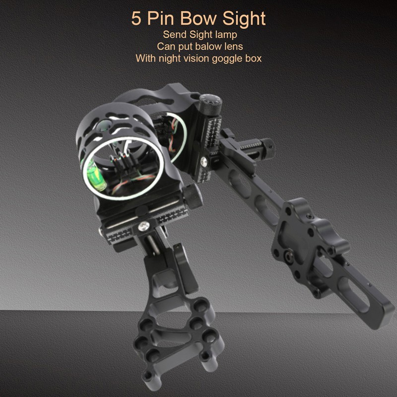 5 Pin Bow Sights Long Bar Archery Compound Bow Sight