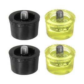 HARFINGTON 2set Hammer Replacement Heads 40mm/1.6" Dia Double Faced Plastic & Polyurethane Mallet Accessories for Leather Crafts Wood Flooring Installation, Black Yellow