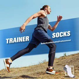 Cirorld Running Trainer Socks for Men Women, 6 Pairs Anti-Blister Cushioned Socks, Breathable Cotton Ankle Socks, Sports Short Socks for Walking, Hiking, Cycling, White 3-5