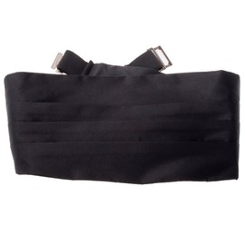 TOPTIE Men's Black Satin Cummerbund-Black