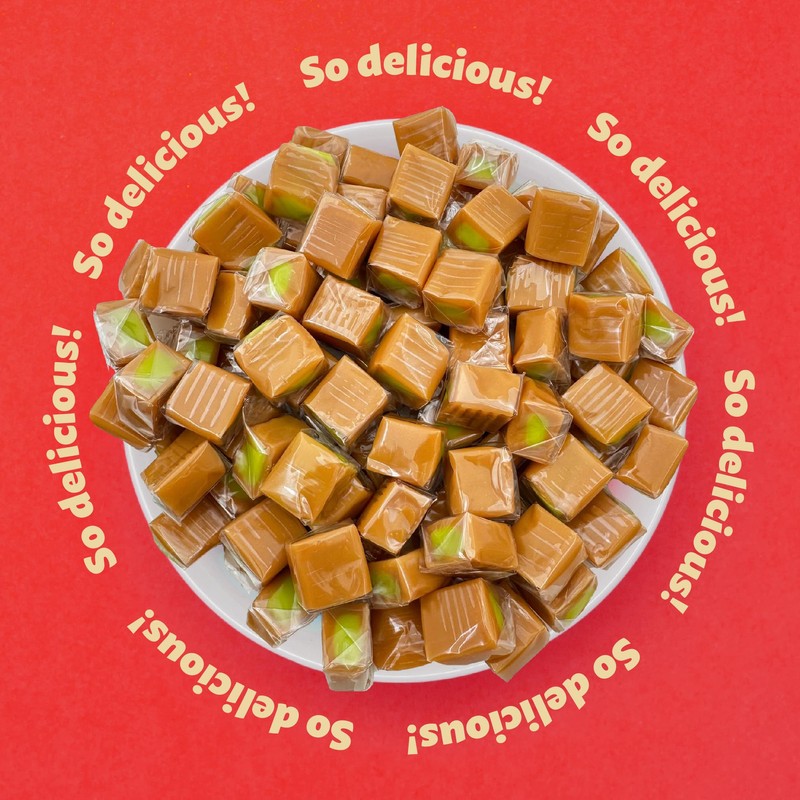 Caramel Cubes | Candy 2-Pound Pack | Green Apple Filling,
