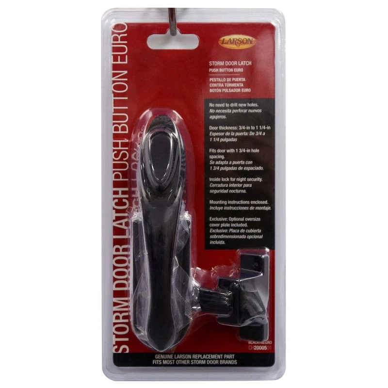 Larson Certified Push Button Black Euro Latch, Storm Door Handle