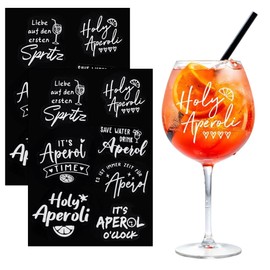 WUSJCOF 14 Stück Rub-On Sticker für Apero Spritz Gläser, Holy Aperoli Sprüche, Transferfolie, Geschenk für Aperolliebhaber
