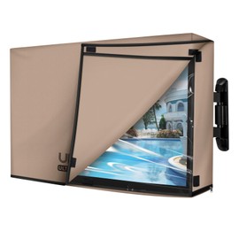 ULTCOVER Waterproof Outdoor TV Cover Double Layers with Clear Front Flap for 55-59 inch Outside Flat Screen Televisions