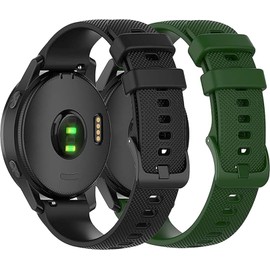 2 Pack Compatible with Garmin Venu Sq Watch Band, Quick Release 20mm for Garmin Venu Sq/Venu Sq 2/Venu 2 Plus Band/Garmin Vivoactive 3/Vivoactive 5 Watch Bands (black/green)