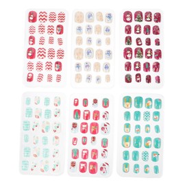 Beavorty 144pcs Nail Stickers Christmas Nail Decorations Christmas False Nails Christmas Coffin Nails Full Cover Xmas Nails Winter Fake Nails Nail Decals Child Abs Full Coverage