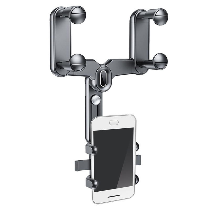 Rearview Mirror Car Phone Holder 360° Rotatable and Retractable Adjustable