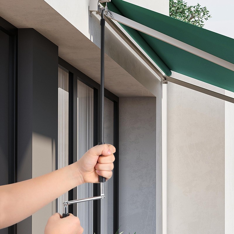 Cabilock Exterior Roller Shade Metal Crank Wand Pole with Hook,