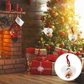 VALICLUD 6 Pieces Photo Frame Christmas Tree Decoration Picture Frame Pendant Heart Photo Christmas Tree Baubles Tree Decoration Christmas Decoration Xmas Party Family Keepsake Gift