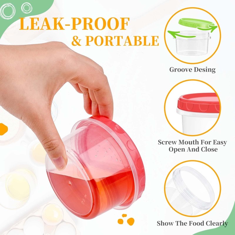 TOFLEN 8 oz Small Plastic Freezer Containers, 6 Pcs, Multicolor