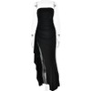 Women's Sexy Strapless Backless High Split Long Maxi Dress Ruched