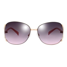 The Fresh Classic Crystal Elegant Women Beauty Design Sunglasses Gift Box (L126-Gold, Grey/Pink)