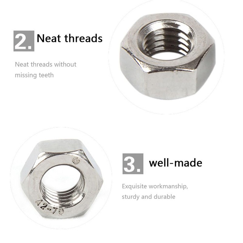 2Pcs M24 Hex Nut Stainless Steel Metric Thread Hex Lock