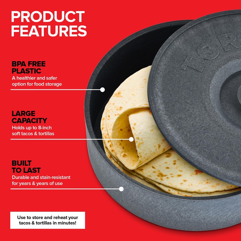 8.5" Large Tortilla Warmer, Dishwasher & Microwave Safe Tortilla Holder