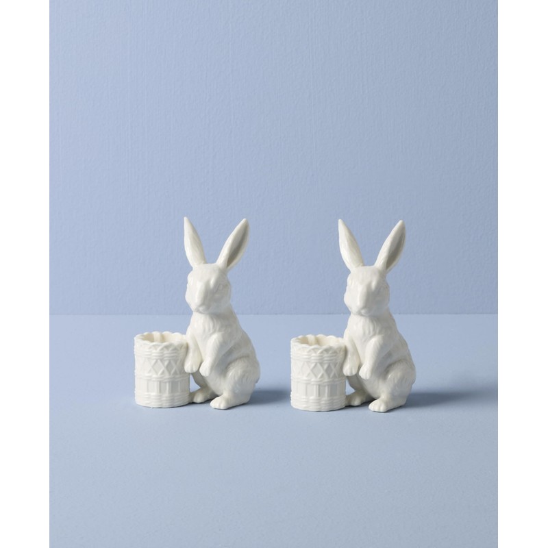 Lenox 897943 Wicker Creek Bunny Candle Holders, Set of 2,