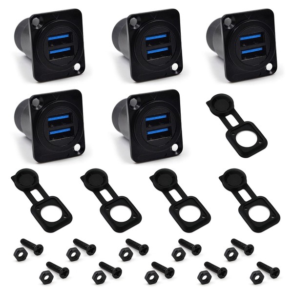 Itvexeme 5PCS Dual USB3.0 Panel Mount Connector, IP67 USB Pass