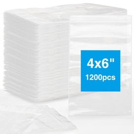 Aubeco Plastic Bags, 1200pcs 4 x 6 inch 2 mil Thick, Zip Bags, Clear Jewelry Bags, Baggies with Resealable Zip Bags for Small BusinessDaily Vitamin, Jewelry, Candy
