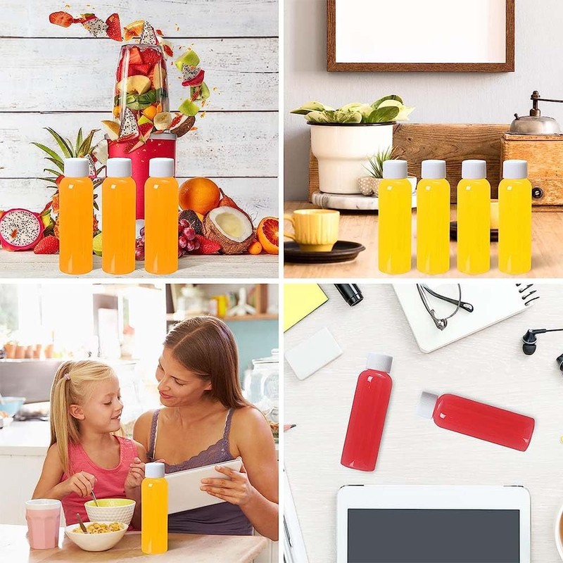 YALIHAIXIA 4 Packs Plastic Juice Bottles with Screw Lid Empty