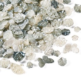 Boutigem Acrylic Beads 100g Assorted Black and White Cute Acrylic Beads Butterfly Rose Flower Opaque Plastic Beads for Jewelry Making DIY Crafts