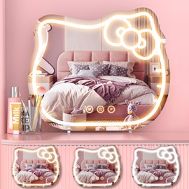YiaMia Hello Kit Vanity Mirror with Light, Multi-Color Dimmable Hello Kit Neon Sign for Room Decor, Vanity Mirror Neon Sign for Girl Gift, Suitable for desktops, Wall, Bathrooms and Bedrooms Decor