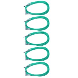 YOVUS 5GREEN 10ft Right to straight 1/4 shielded guitar instrument patch cord cable