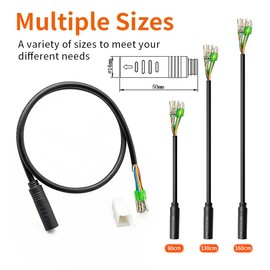 Hub Motor Convert Extension Cable 9 Pin Waterproof Connector 36V 48V 52V 250W-1200W Ebike Motor Conversion Line 60cm 130cm 160cm Electric Bike Accessories (130cm Female)