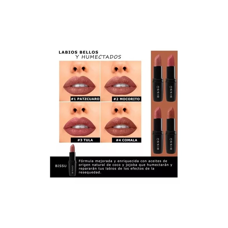 Bissú Labial Bissu Humectantes Tonos Nude Cafe 8 Piezas