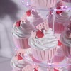 OLACHIKKO Cupcake Stand, 4-Tier Round Cupcake Holder with LED light