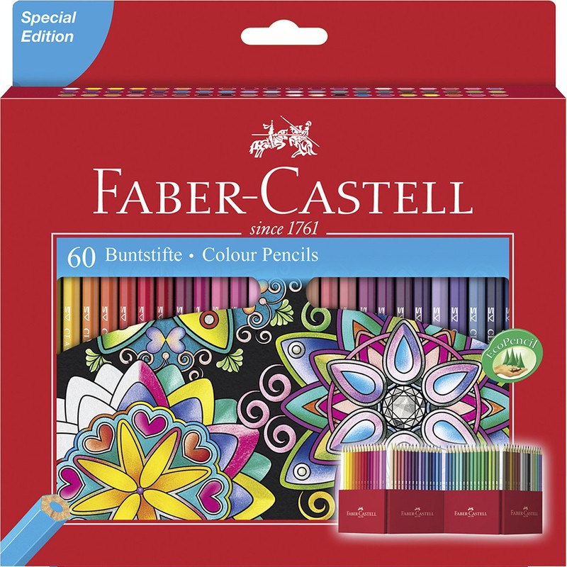 Faber Castell Castle coloured pencils, 60 piece cardboard box