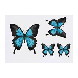 4 x 'Blue Ulysses Swallowtail Butterfly' Temporary Tattoos - Water Resistant, Skin-Safe, Non-Toxic Transfers, Mixed Sizes (TO00071814)