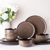 LeRATIO Ceramic Dinnerware Set of 4, Poreclain Plates, Bowls, Handmade
