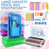 Nuozme Double Layer Large Capacity Pencil Box,Plastic Translucent Pencil Box,
